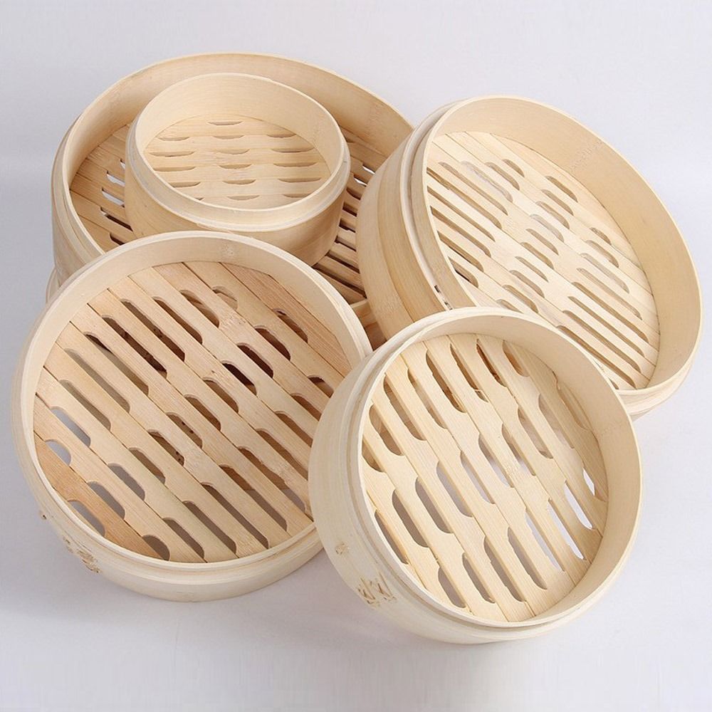 Bao Steamer Bamboo - Vaporera China de Bambú con Tapa,